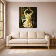 Gallery-wrapped canvas print of Henri Matisse's La Coiffure hanging in a living room, view 1