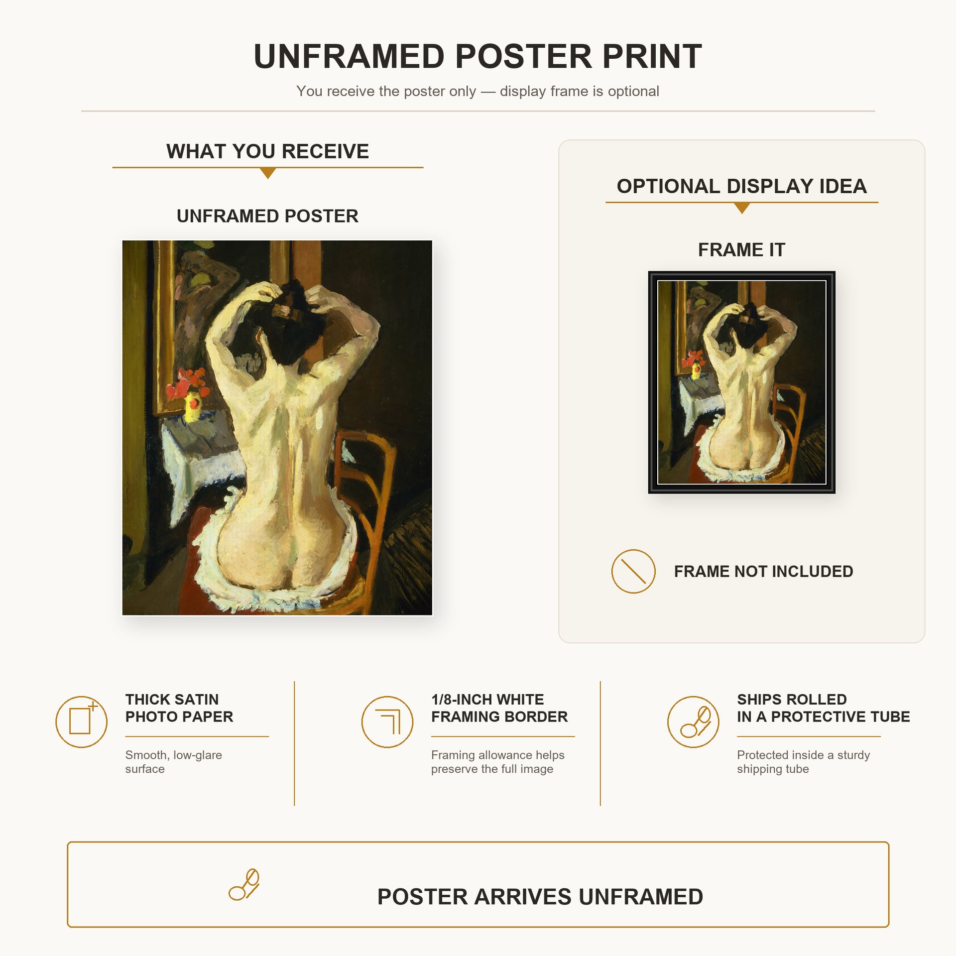 Henri Matisse - La Coiffure poster print size comparison display infographic