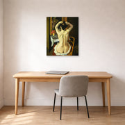 Unframed poster print of Henri Matisse's La Coiffure displayed in a home office