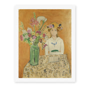 Henri Matisse's La Fille En Blanc Et Le Bouquet painting reproduced as a rolled canvas print