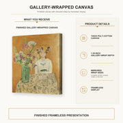 Henri Matisse - La Fille En Blanc Et Le Bouquet gallery wrap canvas construction and hanging details infographic