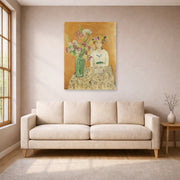 Unframed poster print of Henri Matisse's La Fille En Blanc Et Le Bouquet displayed in a living room, view 1