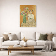Unframed poster print of Henri Matisse's La Fille En Blanc Et Le Bouquet displayed in a living room, view 2