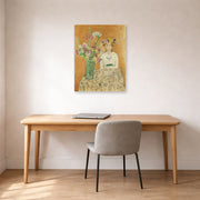 Unframed poster print of Henri Matisse's La Fille En Blanc Et Le Bouquet displayed in a home office