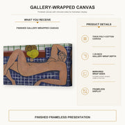 Henri Matisse - Large Reclining Nude gallery wrap canvas construction and hanging details infographic
