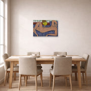 Unframed poster print of Henri Matisse's Large Reclining Nude displayed on a dining room wall
