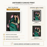 Henri Matisse - Laurette in a Green Robe canvas print size comparison and framing display infographic