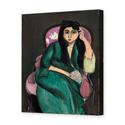 Henri Matisse's Laurette in a Green Robe painting reproduced as a gallery-wrapped canvas print