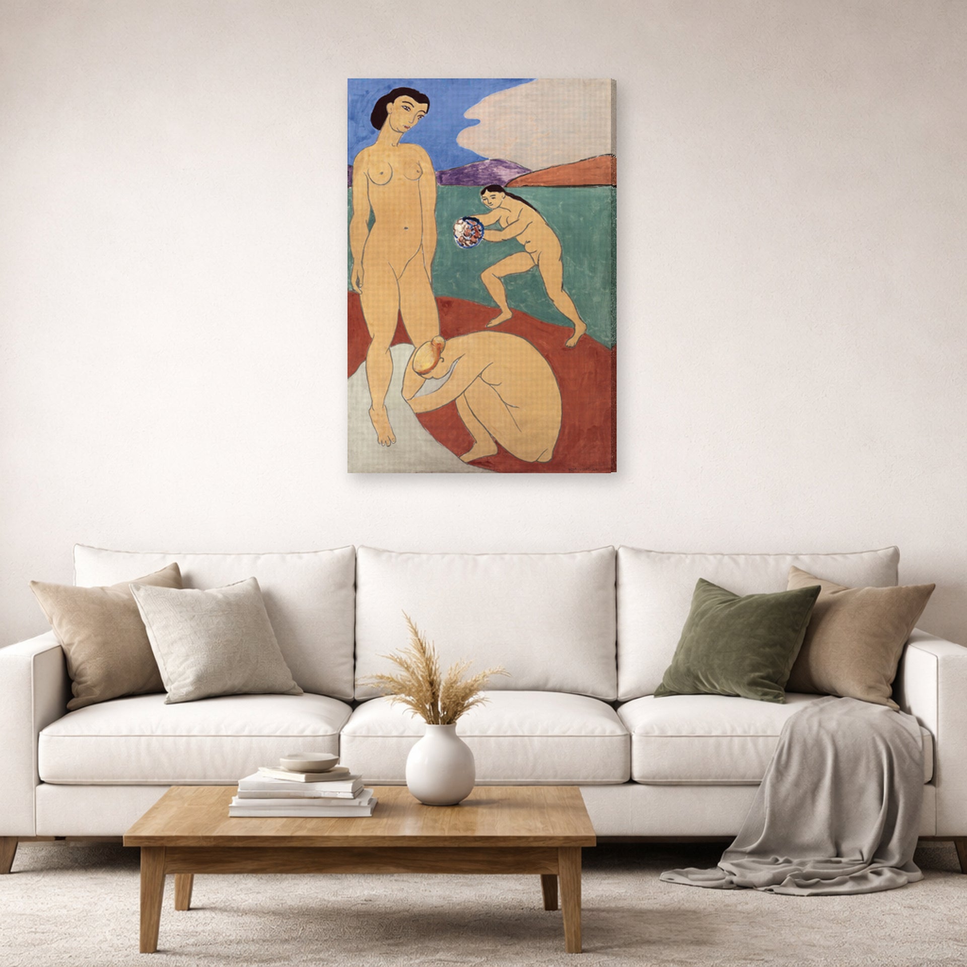Gallery-wrapped canvas print of Henri Matisse's Le Luxe II hanging in a living room, view 2