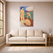 Unframed poster print of Henri Matisse's Le Luxe II displayed in a living room, view 1