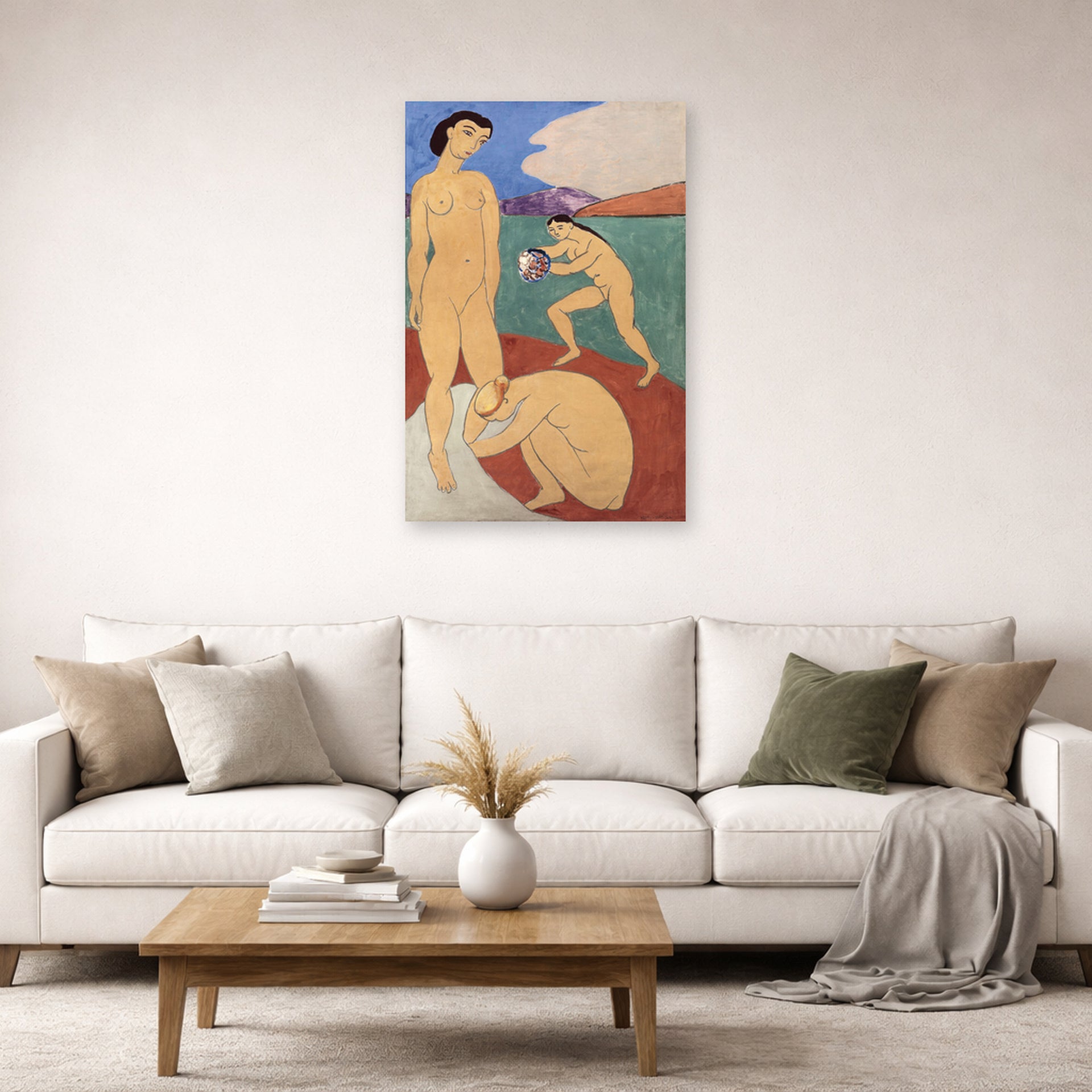 Unframed poster print of Henri Matisse's Le Luxe II displayed in a living room, view 2