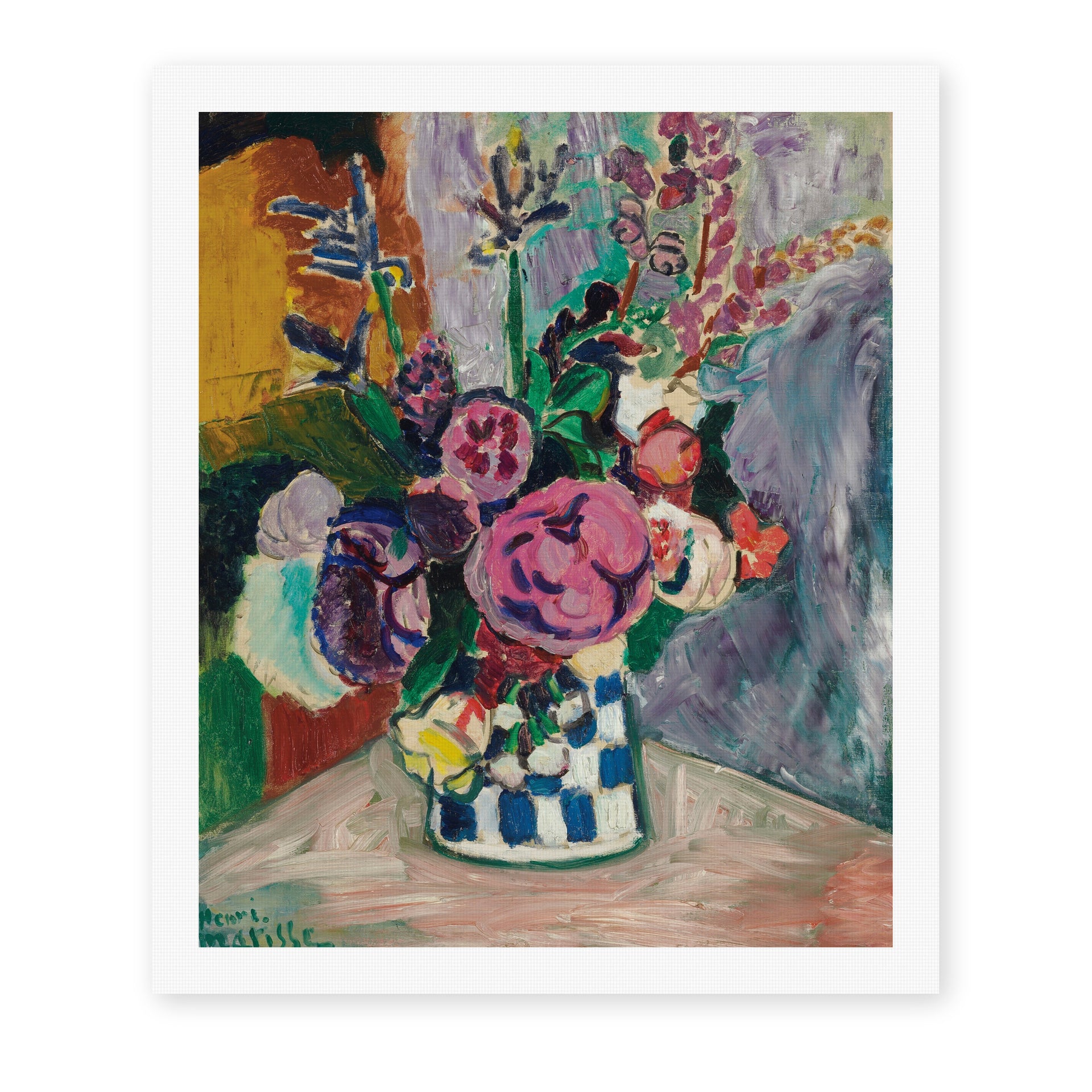 Henri Matisse's Les Pivoines painting reproduced as a rolled canvas print