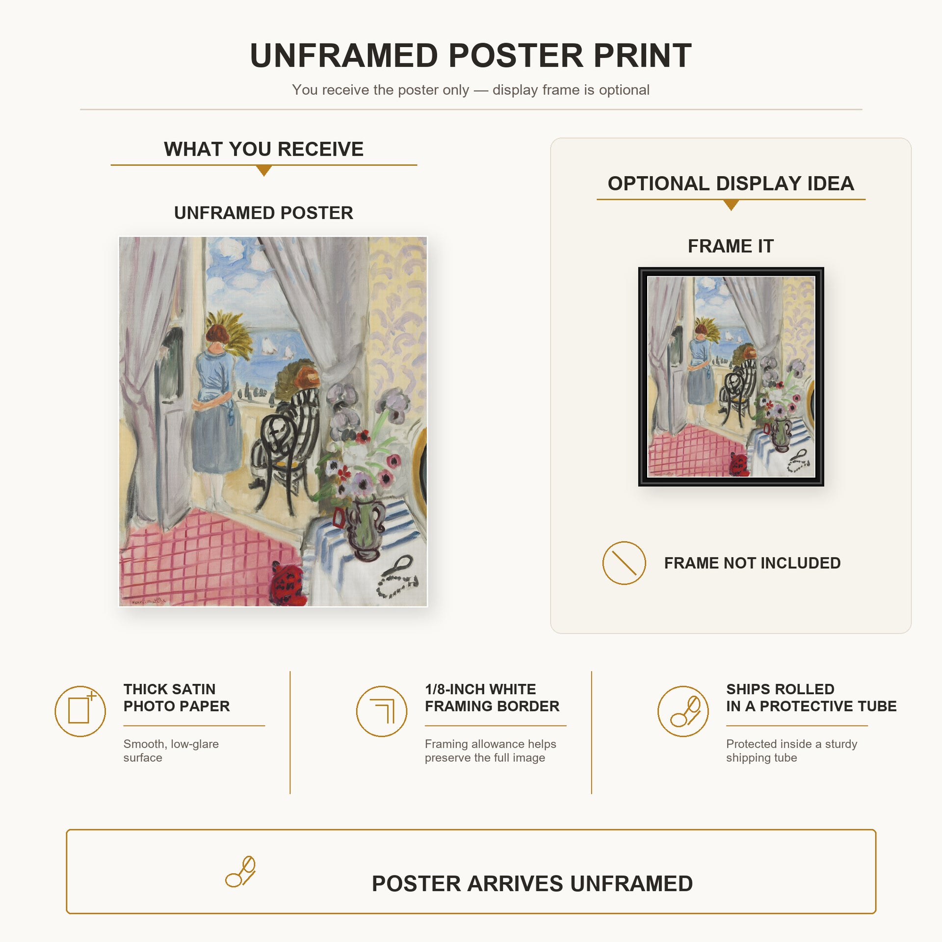 Henri Matisse - Les Regates De Nice poster print size comparison display infographic