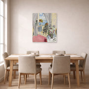 Unframed poster print of Henri Matisse's Les Regates De Nice displayed on a dining room wall