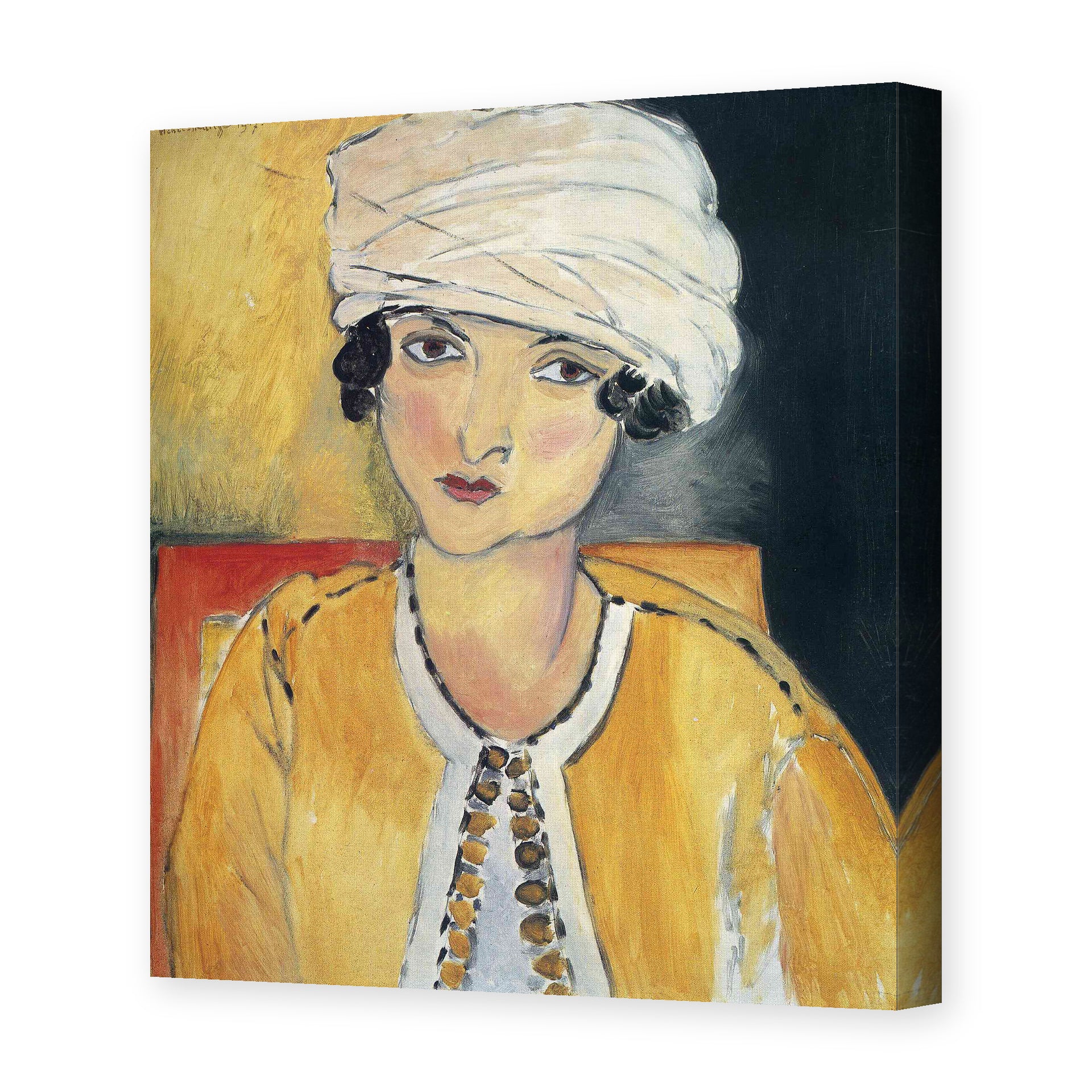 Henri Matisse's Lorette with Turban and Yellow Vest painting reproduced as a gallery-wrapped canvas print