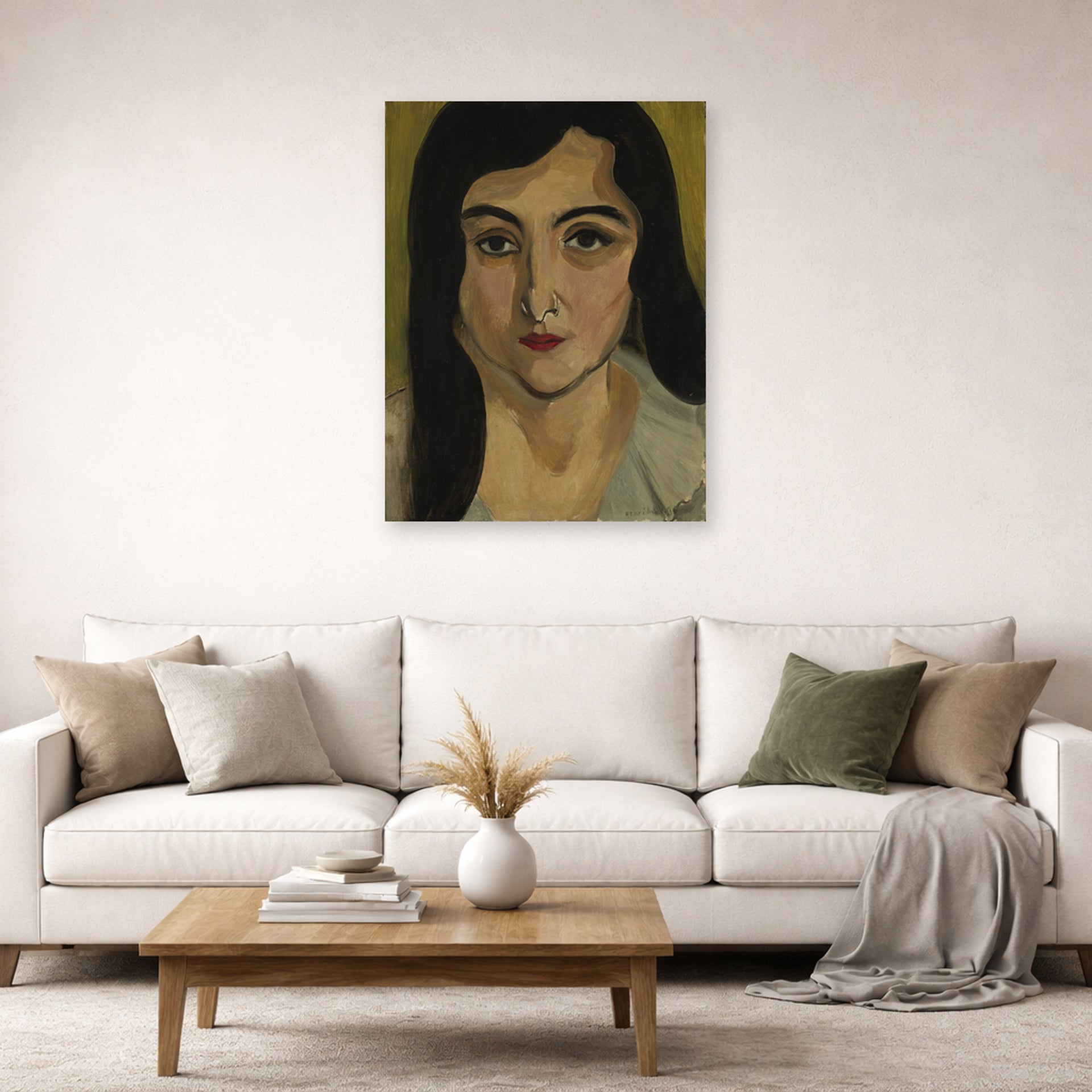 Unframed poster print of Henri Matisse's Lorette displayed in a living room, view 2