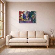 Gallery-wrapped canvas print of Henri Matisse's Luxembourg Gardens hanging in a living room, view 1