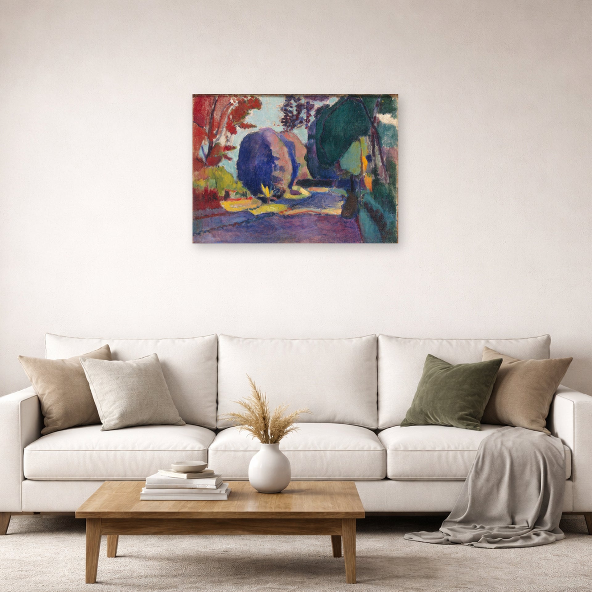 Unframed poster print of Henri Matisse's Luxembourg Gardens displayed in a living room, view 2