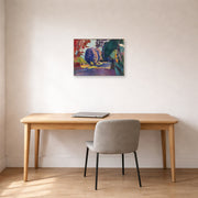 Unframed poster print of Henri Matisse's Luxembourg Gardens displayed in a home office