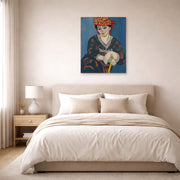 Unframed poster print of Henri Matisse's Madras Rouge displayed above a bed in a bedroom