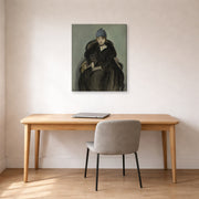 Gallery-wrapped canvas print of Henri Matisse's Marguerite Wearing a Hat hanging in a home office