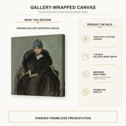 Henri Matisse - Marguerite Wearing a Hat gallery wrap canvas construction and hanging details infographic