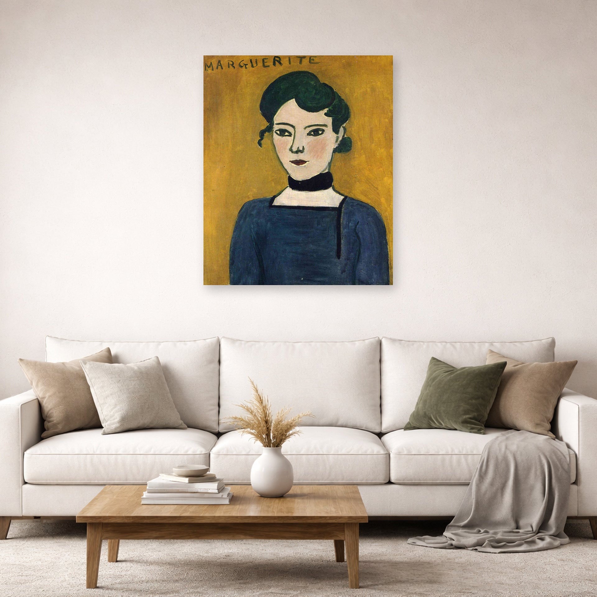 Unframed poster print of Henri Matisse's Marguerite displayed in a living room, view 2