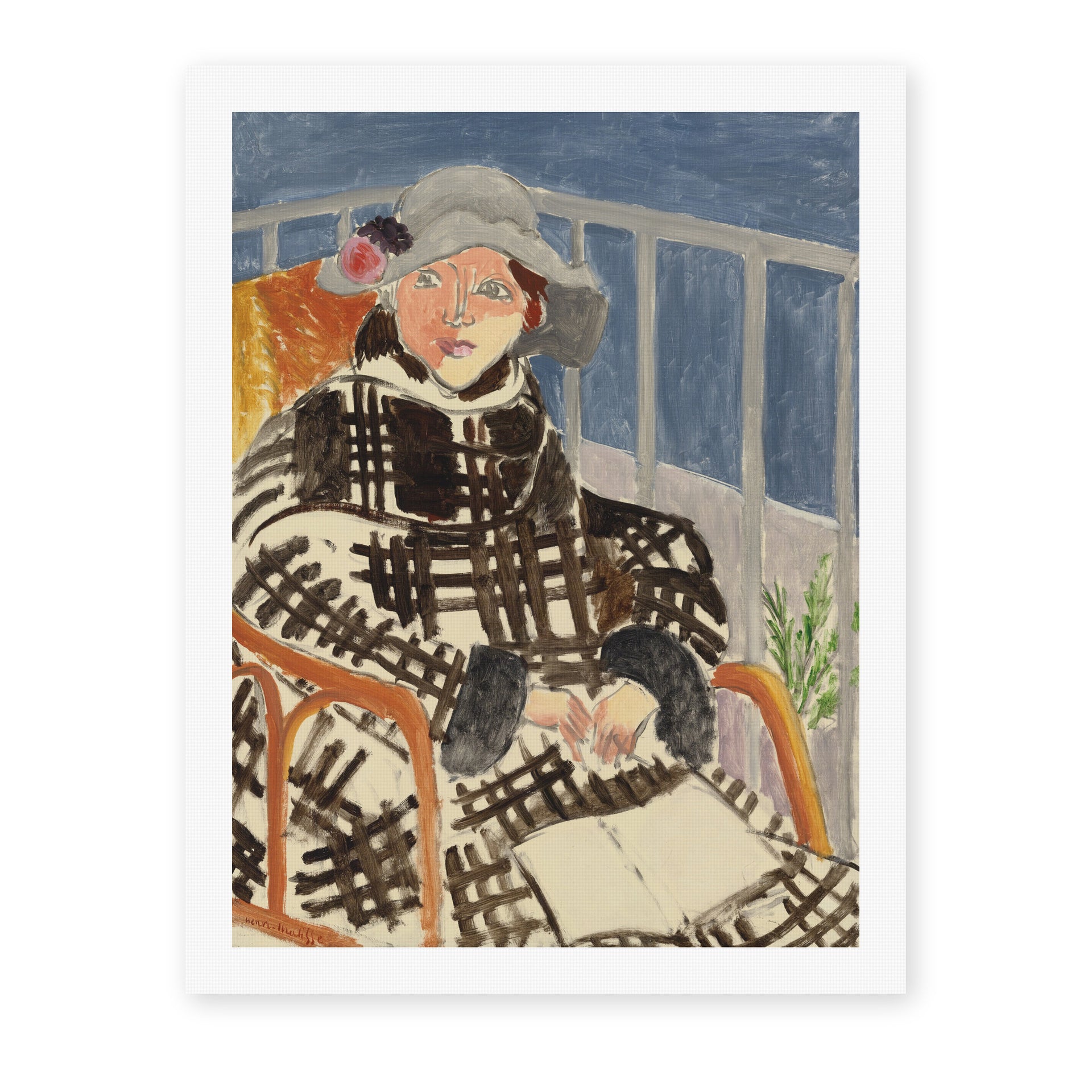 Henri Matisse's Mlle. Matisse en Manteau Ecossais painting reproduced as a rolled canvas print