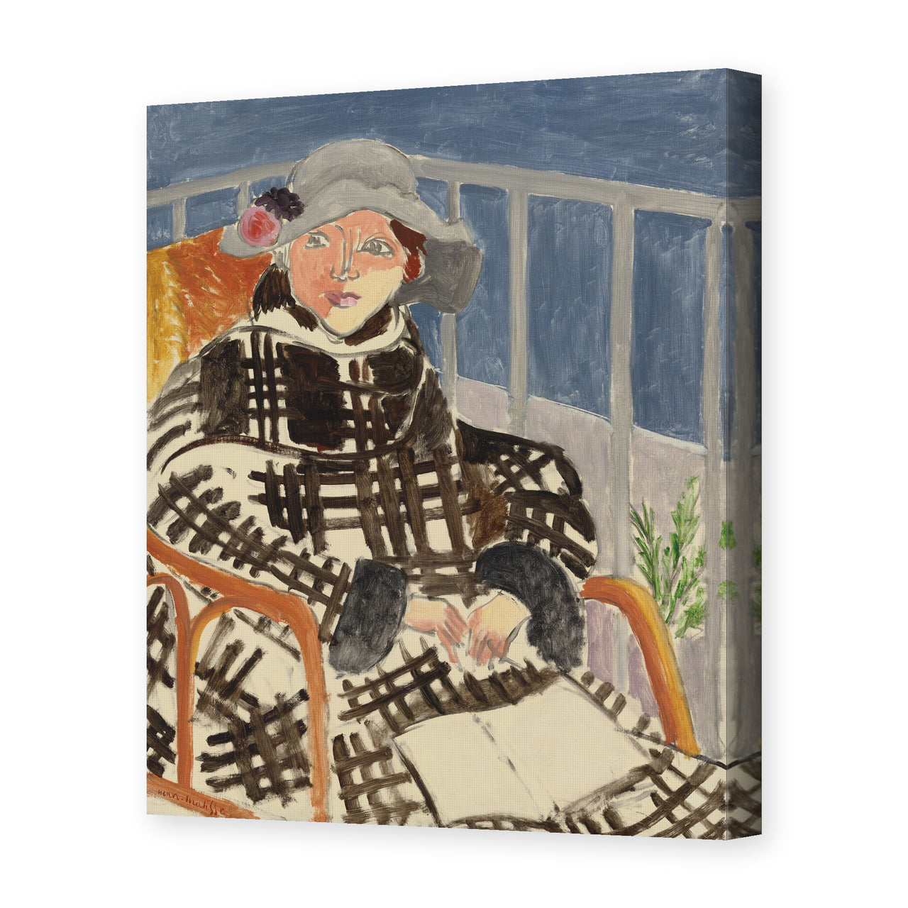 Henri Matisse's Mlle. Matisse en Manteau Ecossais painting reproduced as a gallery-wrapped canvas print