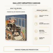 Henri Matisse - Mlle. Matisse en Manteau Ecossais gallery wrap canvas construction and hanging details infographic
