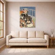 Unframed poster print of Henri Matisse's Mlle. Matisse en Manteau Ecossais displayed in a living room, view 1