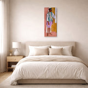 Gallery-wrapped canvas print of Henri Matisse's Moroccan Amido hanging above a bed in a bedroom