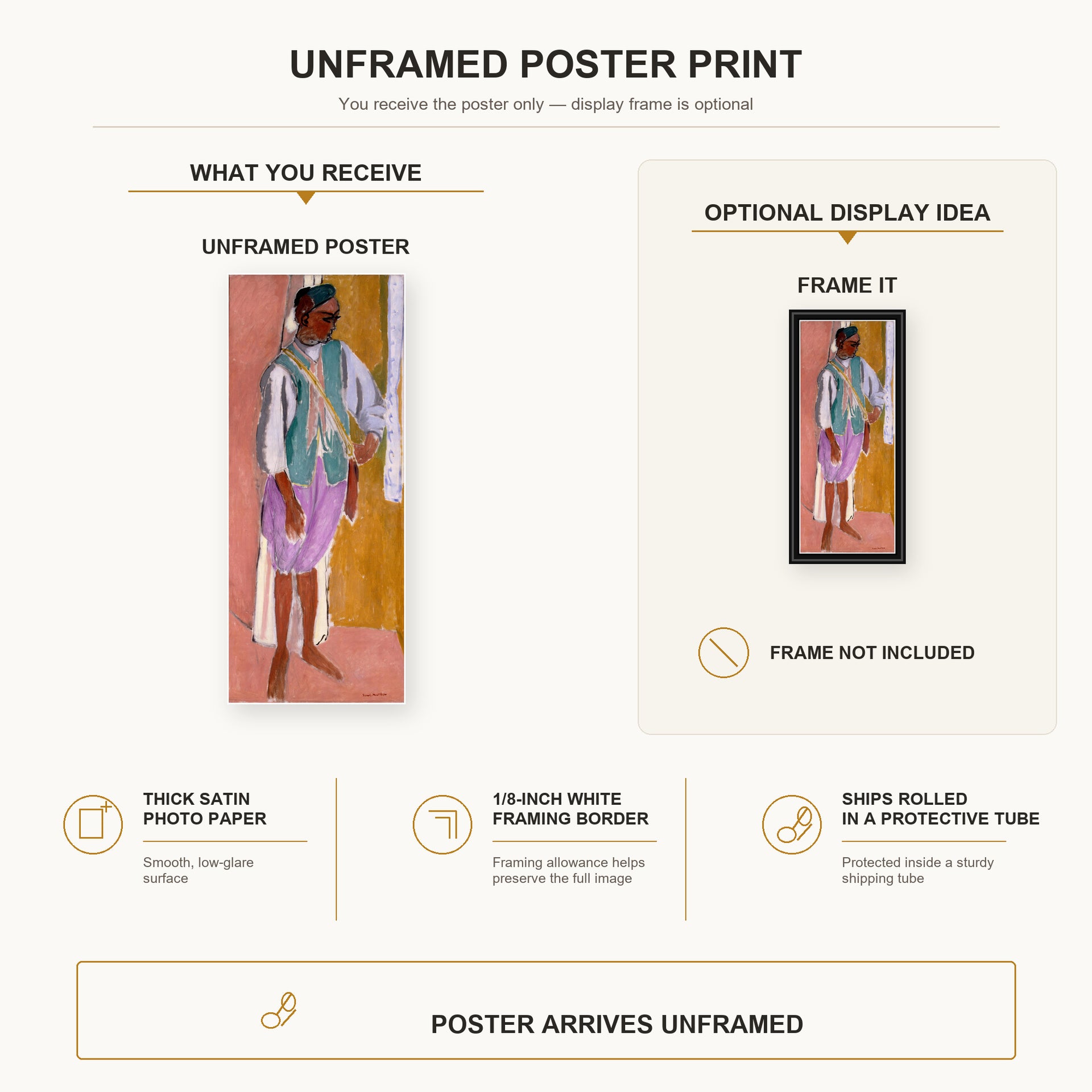 Henri Matisse - Moroccan Amido poster print size comparison display infographic
