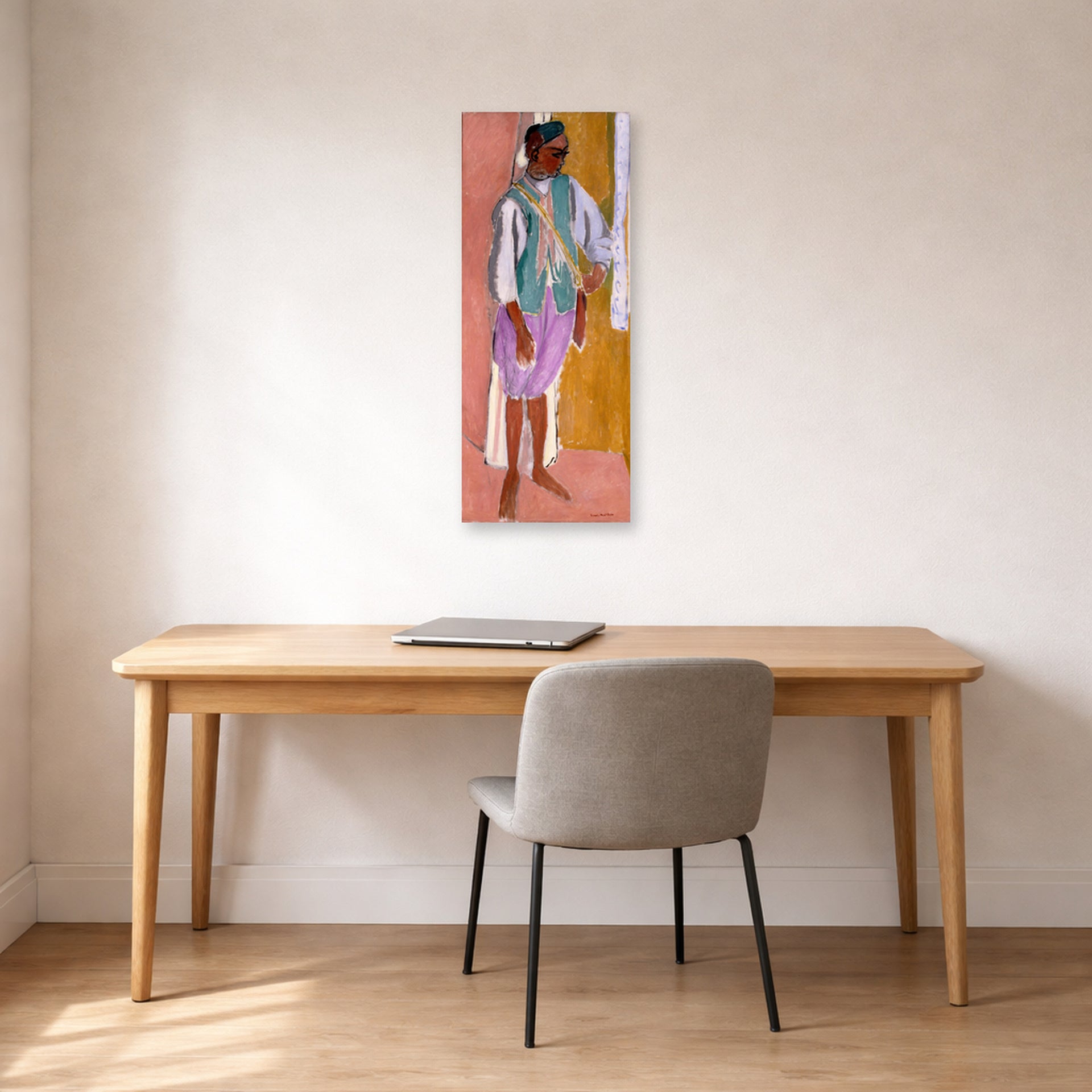 Unframed poster print of Henri Matisse's Moroccan Amido displayed in a home office