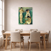 Unframed poster print of Henri Matisse's Music Sketch displayed on a dining room wall