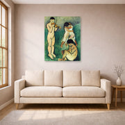 Unframed poster print of Henri Matisse's Music Sketch displayed in a living room, view 1