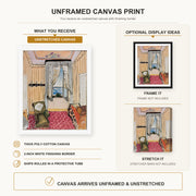 Henri Matisse - My Room at the Beau-rivage canvas print size comparison and framing display infographic