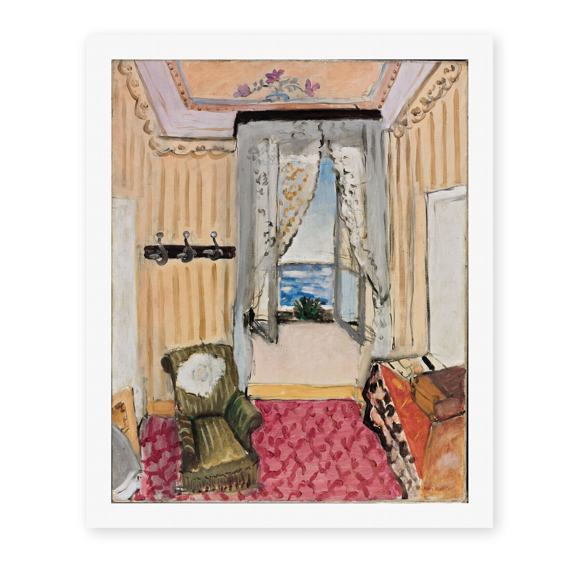 Henri Matisse's My Room at the Beau-rivage painting reproduced as a rolled canvas print