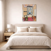 Gallery-wrapped canvas print of Henri Matisse's My Room at the Beau-rivage hanging above a bed in a bedroom