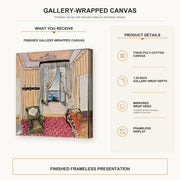 Henri Matisse - My Room at the Beau-rivage gallery wrap canvas construction and hanging details infographic