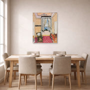 Unframed poster print of Henri Matisse's My Room at the Beau-rivage displayed on a dining room wall