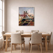 Gallery-wrapped canvas print of Henri Matisse's Notre-dame hanging on a dining room wall