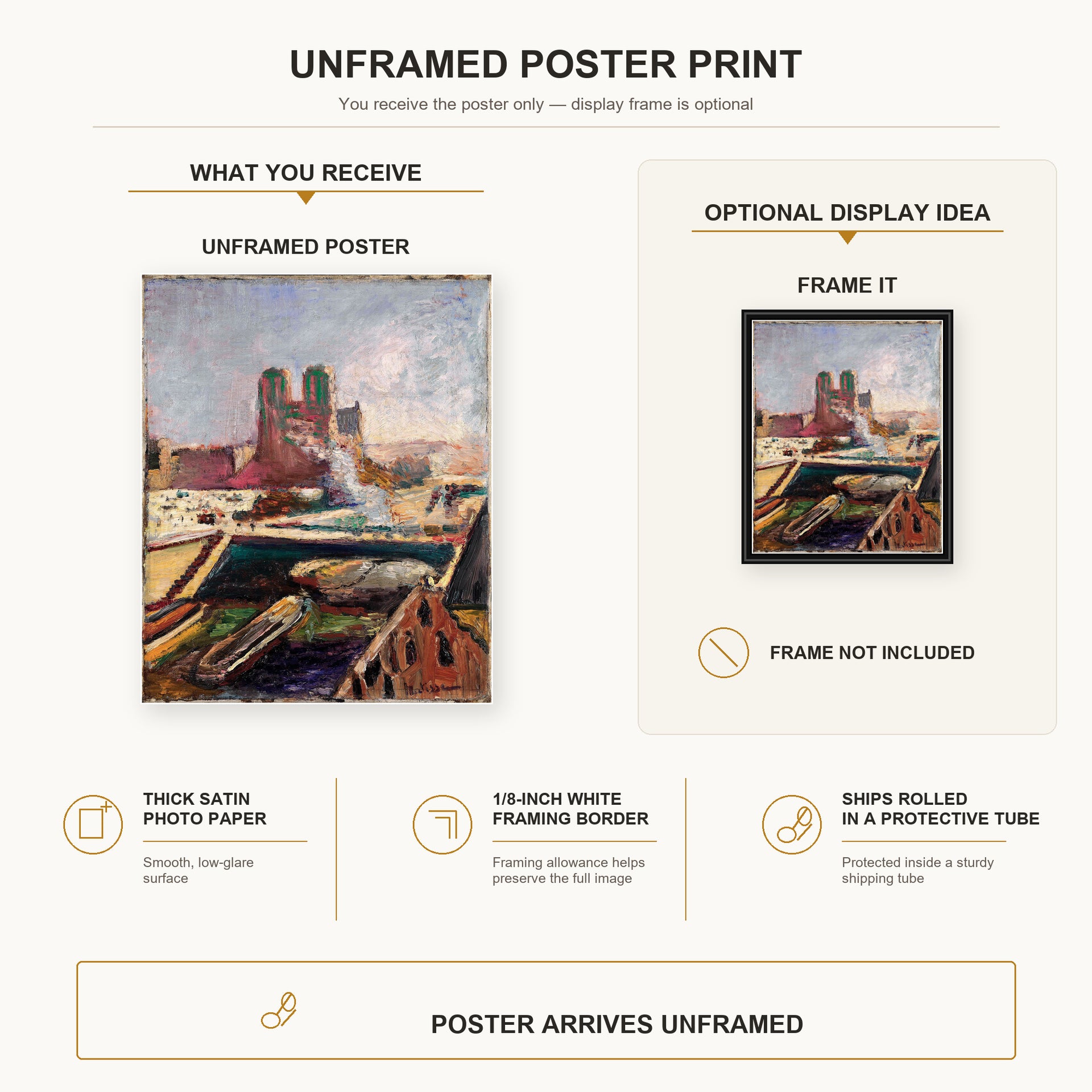 Henri Matisse - Notre-dame poster print size comparison display infographic