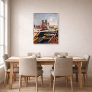 Unframed poster print of Henri Matisse's Notre-dame displayed on a dining room wall