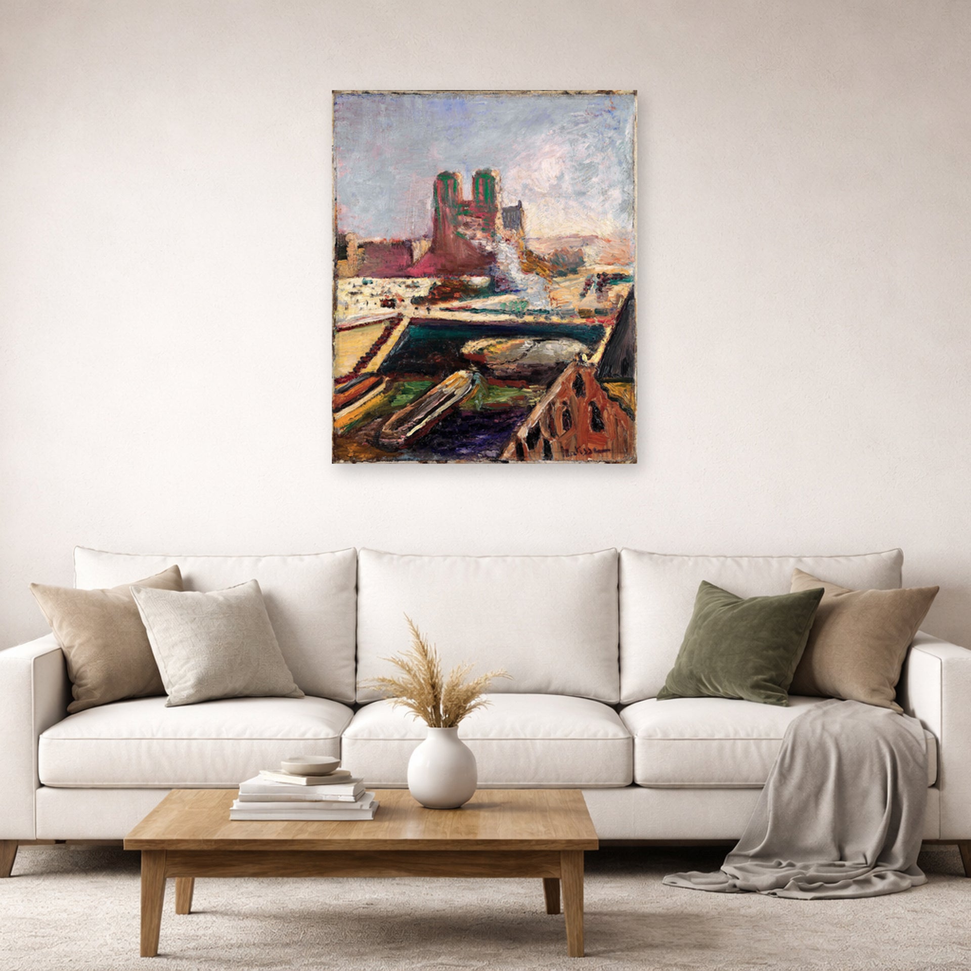 Unframed poster print of Henri Matisse's Notre-dame displayed in a living room, view 2