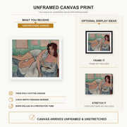Henri Matisse - Nu Au Peignoir canvas print size comparison and framing display infographic