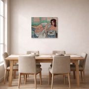 Gallery-wrapped canvas print of Henri Matisse's Nu Au Peignoir hanging on a dining room wall