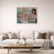 Gallery-wrapped canvas print of Henri Matisse's Nu Au Peignoir hanging in a living room, view 2