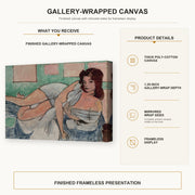 Henri Matisse - Nu Au Peignoir gallery wrap canvas construction and hanging details infographic