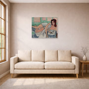 Unframed poster print of Henri Matisse's Nu Au Peignoir displayed in a living room, view 1
